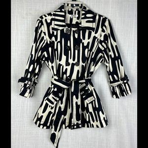 Appraisal blk & wht dbl brst short trench sz L
